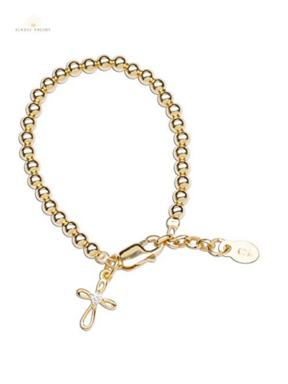 Hand-Beaded Charm Bracelet 14K Gold Plated Sterling Silver Kids Adjustable